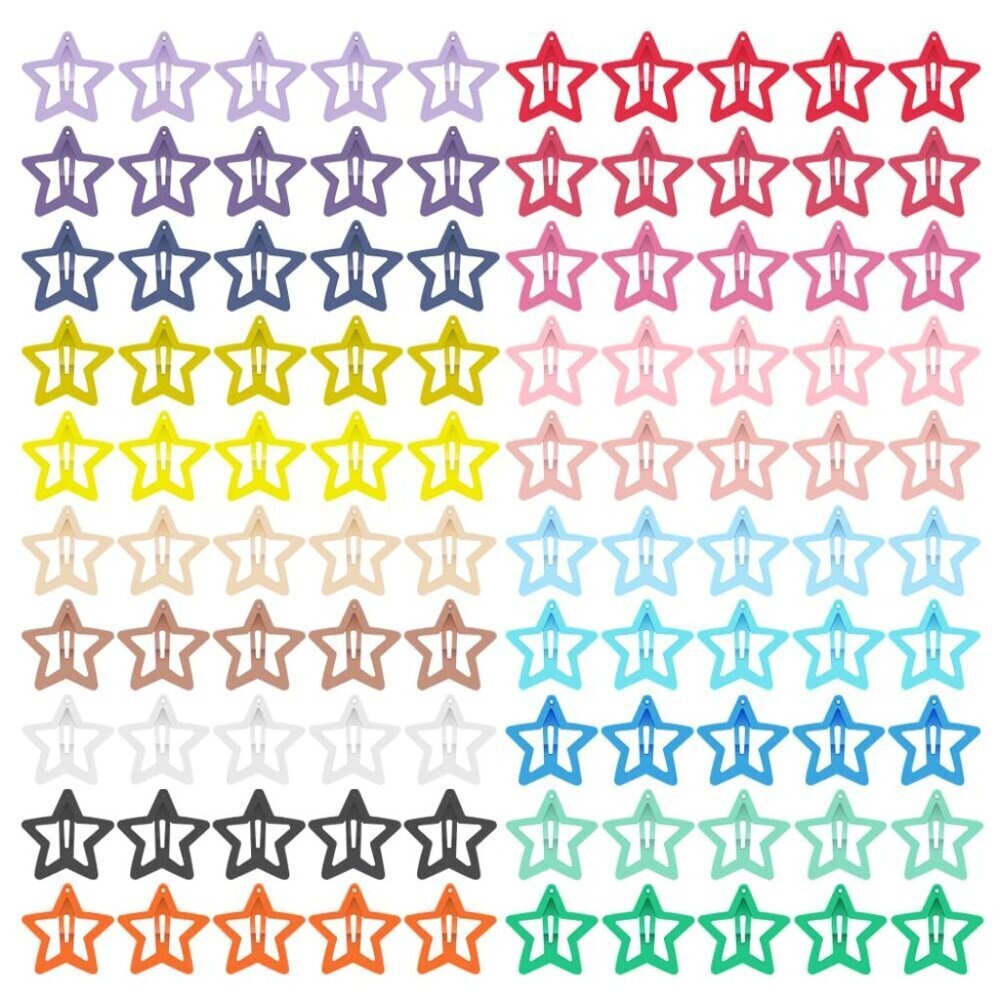 100 Pcs Star Hair Clips Non-slip Toddlers Colorful Cute Mixed Color Metal Hair B